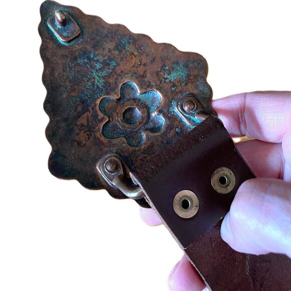 Vintage copper buckle leather belt by Cable Car Clothiers Allen McCarthy - Picture 10 of 15